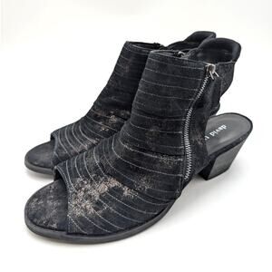 David Tate Sideview Block Heel Sandal Women's Black Metallic Size US11N EU41.5